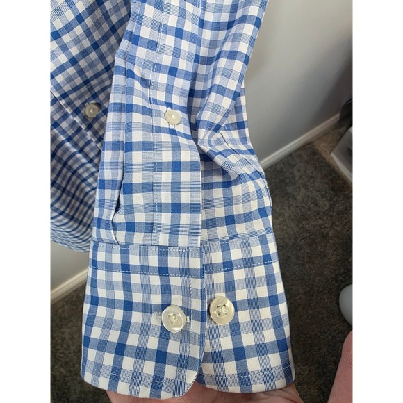 Goodfellow Mens Blue Checkered Long Sleeve Button Up Dress Shirt Casual /B113 - Picture 5 of 7